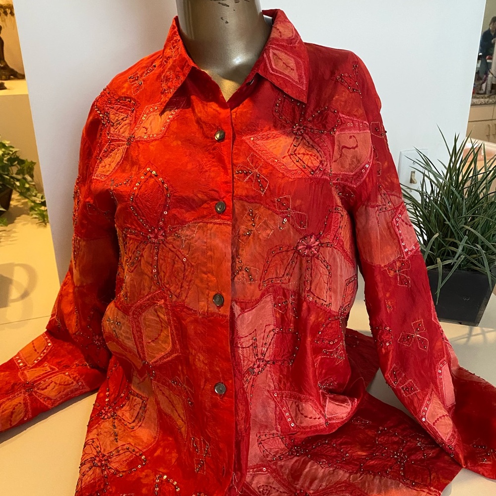 Chico's Vibrant Red Button Down Shirt